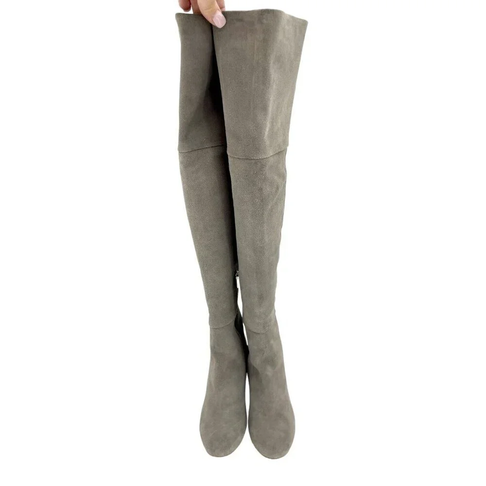Taryn Rose Boots Catherine Gray Suede Leather Over The Knee SZ 5.5 New $375